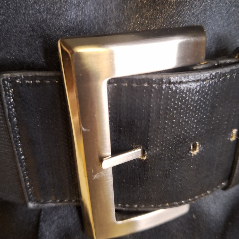 Black Stretch Belt with Silver Buckle Size M/L